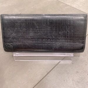 Unisex Loewe Anagram Horizontal Long Bifold Wallet in black